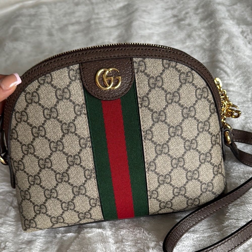Gucci Cream and Brown Crossbody Bag with Iconic Design